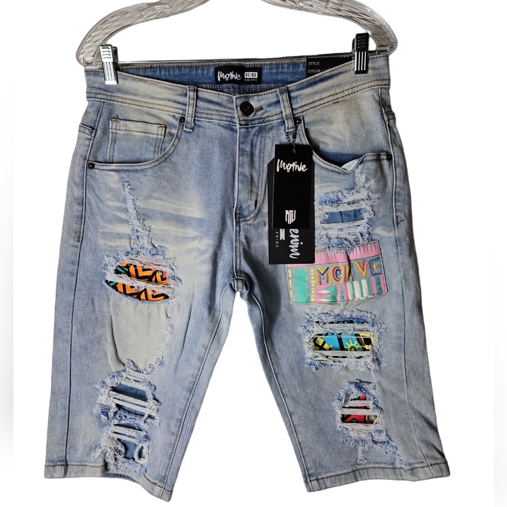 Motive Denim Light wash-Multi Jean Shorts Size 32 X 32 Unisex - Men's Or…